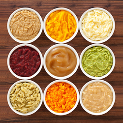 colorfull dishes of soft foods